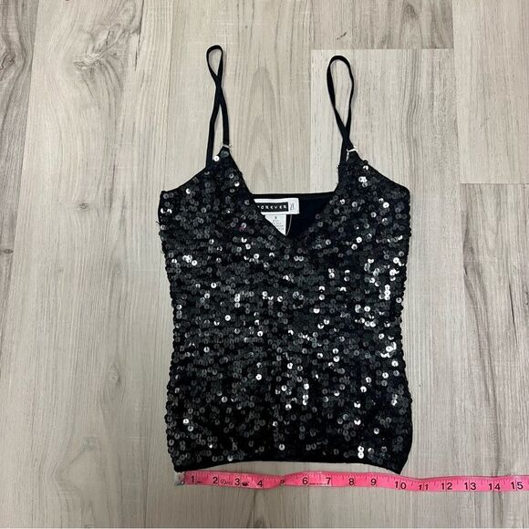 Forever 21 vintage y2k black knit sequin v neck sz S convertible straps NWT - Picture 7 of 14